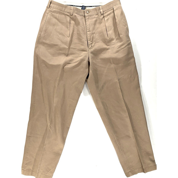 Polo Ralph Lauren Andrew Pants 38x30 Mens Khaki Tan Pleated Chino Dress Pants - Picture 1 of 9